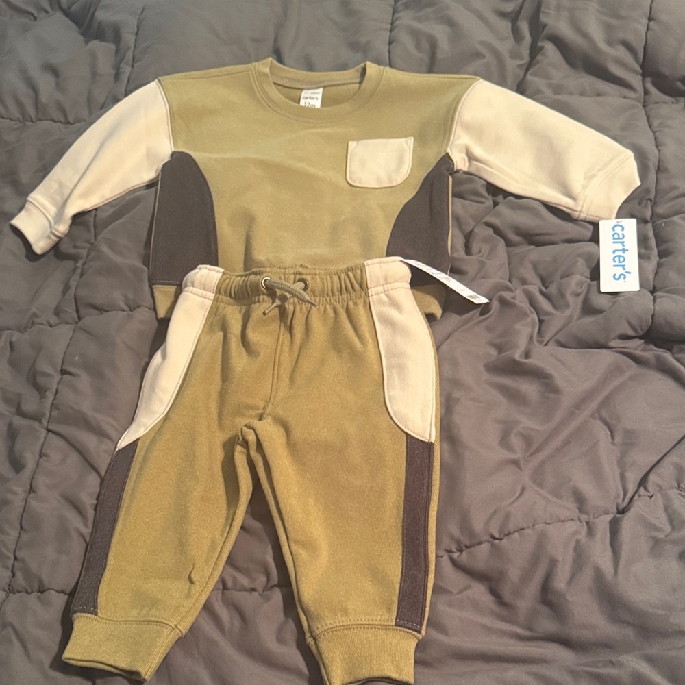 Carter's Green and Cream Kids Matching Set